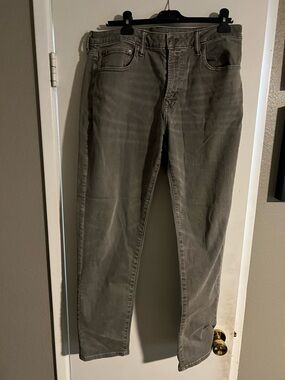American Eagle Jeans Mens Tag 34x34 Actual 34x31 Grey Airflex Tapered Whiskering